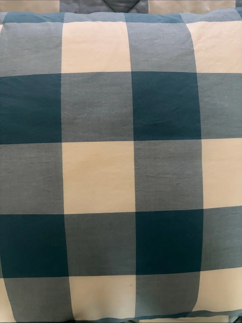 Lands End Blue and White Buffalo Plaid Quilt Twin with one sham- SHIPS TODAY